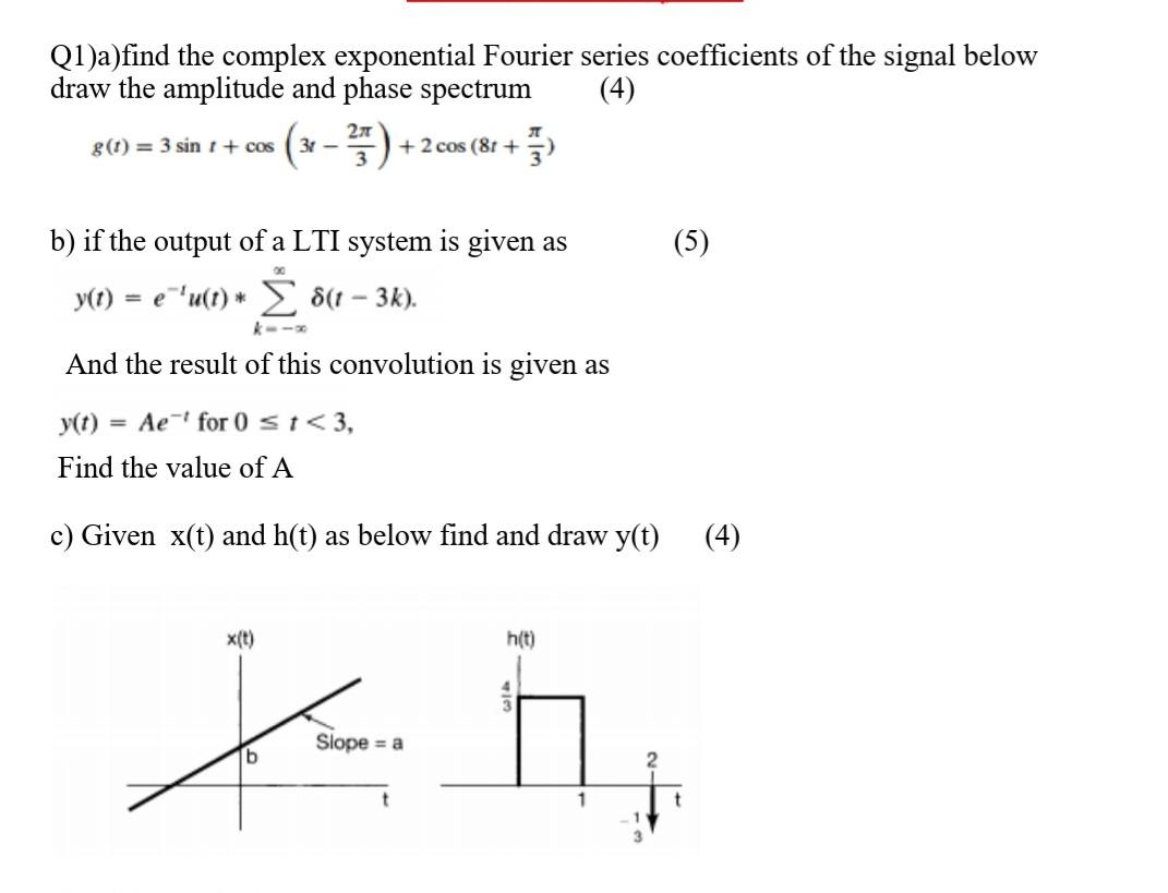 Q1 A Find The Complex Exponential Fourier Series Chegg Com