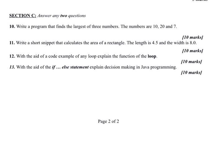 Solved SECTION C: Answer any two questions 10. Write a | Chegg.com