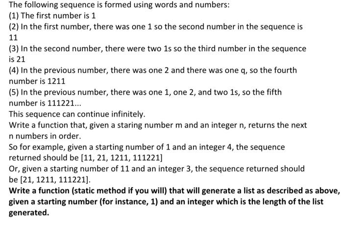 Solved The following sequence is formed using words and | Chegg.com