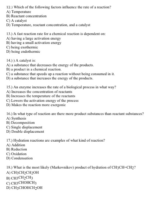 Which Of The Following Factors Influence Molecular Speed Solved 12.) Which of the following factors influence the | Chegg.com