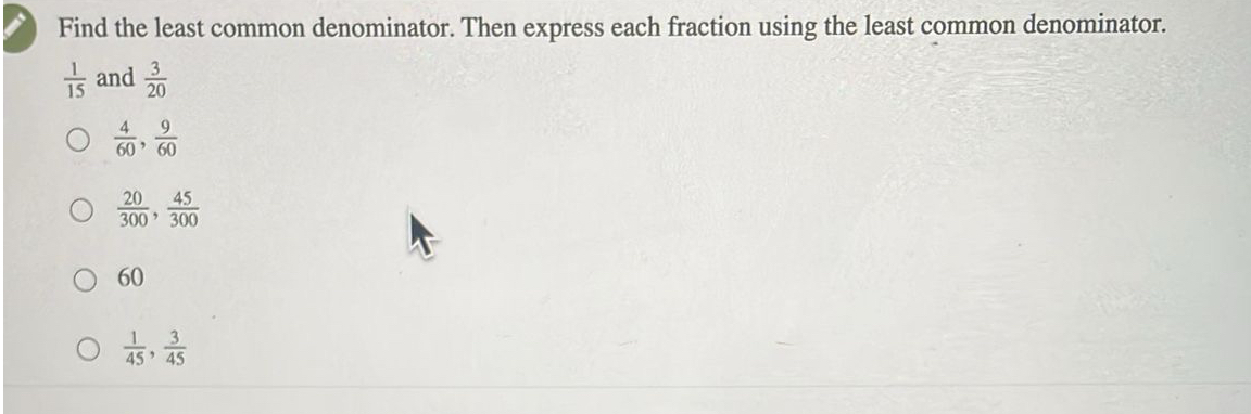 how do you find the least common denominator between 3 fractions