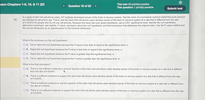 Solved In a study of 420,111 cell phone users, 144 subjects