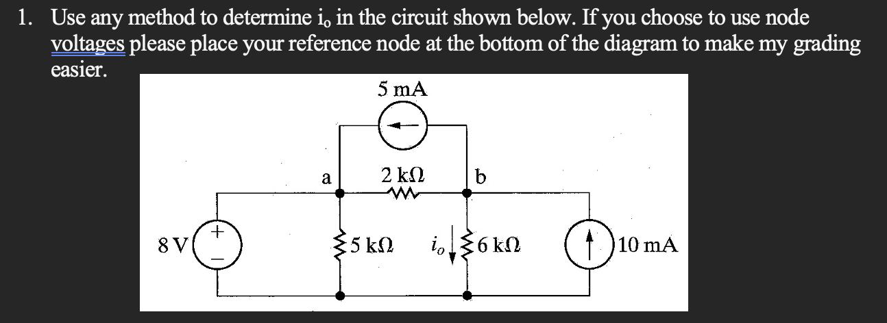 Solved 1. ﻿Use any method to determine \( ﻿i_{0} \) ﻿in the | Chegg.com