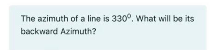 Solved The azimuth of a line is 330°. What will be its | Chegg.com