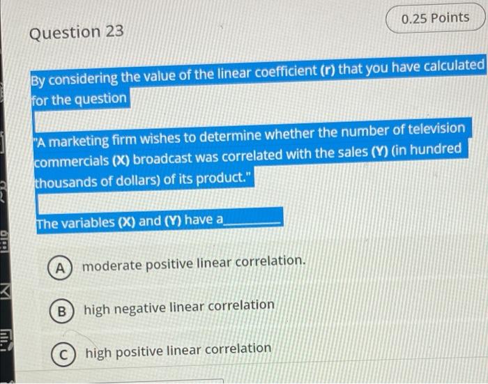 Moderate Positive Linear Correlation