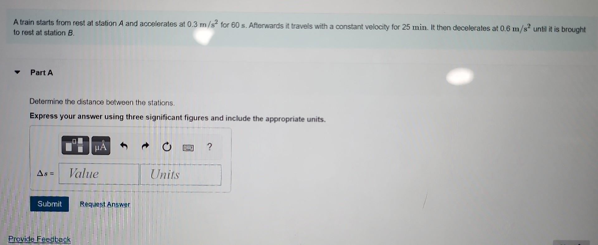 Solved A train starts from rest at station A and accelerates | Chegg.com