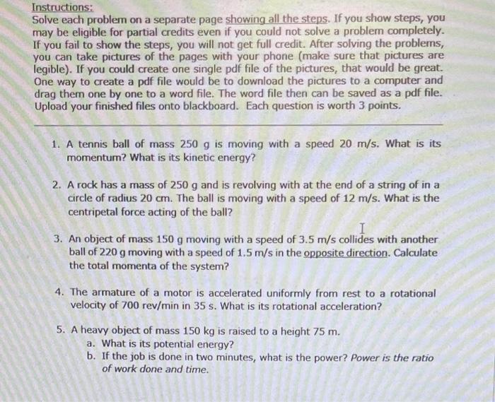 Solved Instructions: Solve each problem on a separate page | Chegg.com