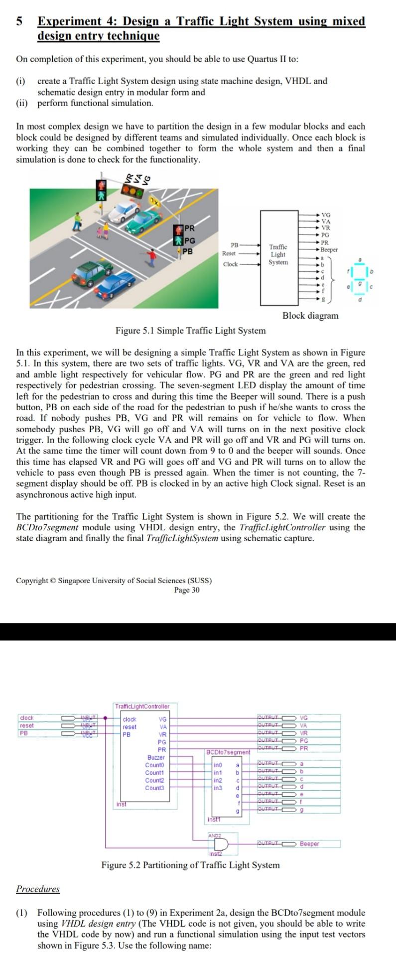 5 Experiment 4 Design a Traffic Light System using
