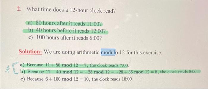 Solved 2. What time does a 12 hour clock read a 80 hours