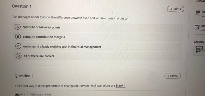 Solved Deta Question 1 2 Points EL As 22 S The manager needs | Chegg.com