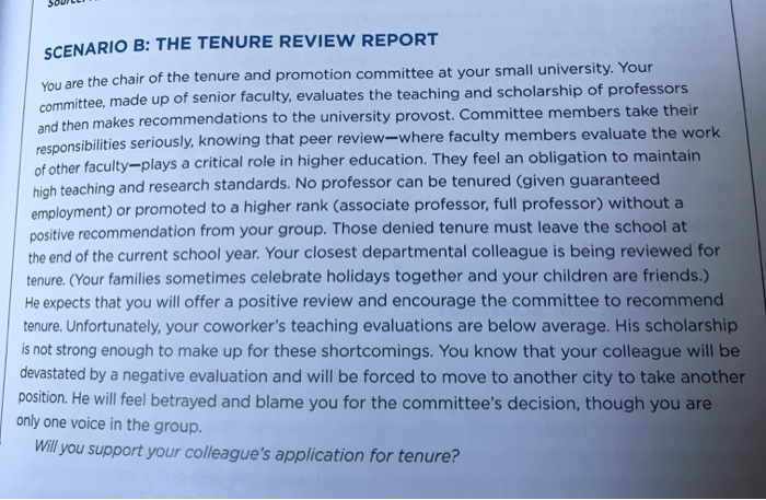 Solved SOUILLE SCENARIO B: THE TENURE REVIEW REPORT You Are | Chegg.com