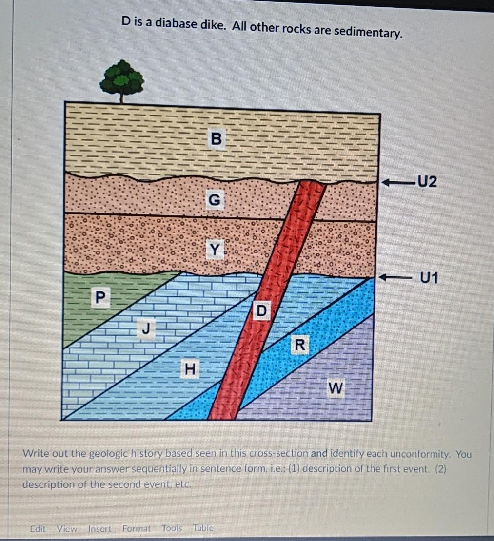 Solved D is a diabase dike. All other rocks are sedimentary. | Chegg.com