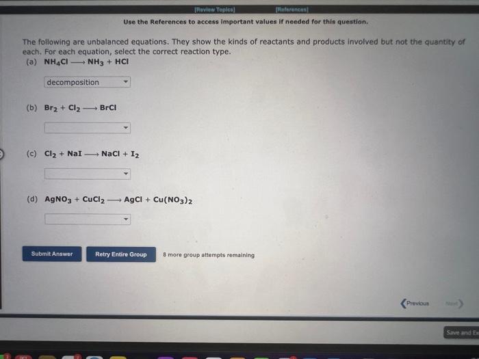 Solved The Following Are Unbalanced Equations. They Show The | Chegg.com