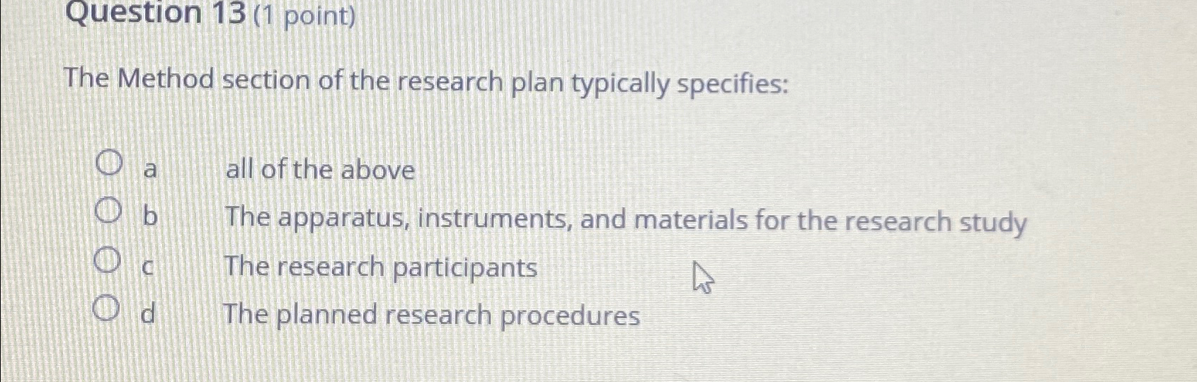 method section of the research plan typically specifies