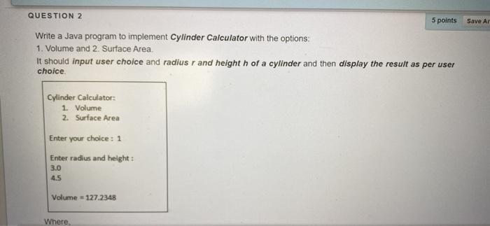Solved QUESTION 2 5 points Save Ar Write a Java program to | Chegg.com