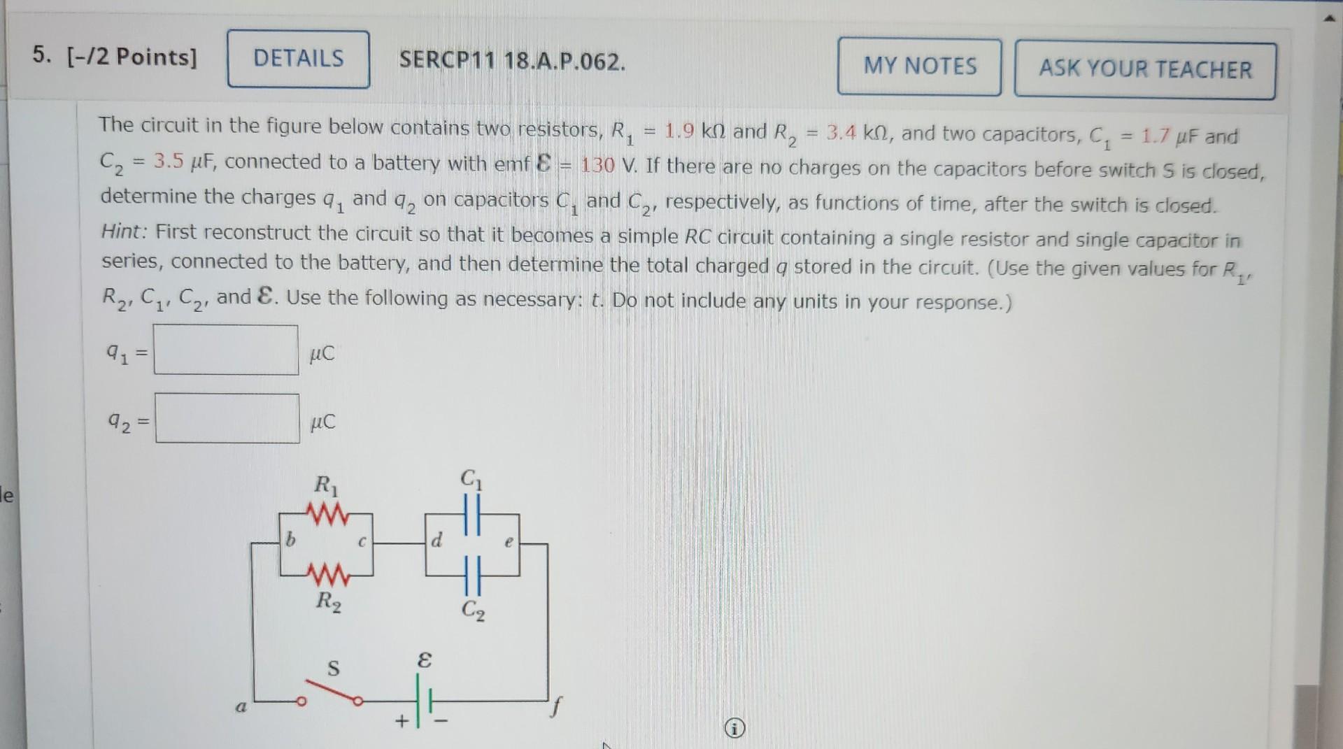 Solved The circuit in the figure below contains two | Chegg.com