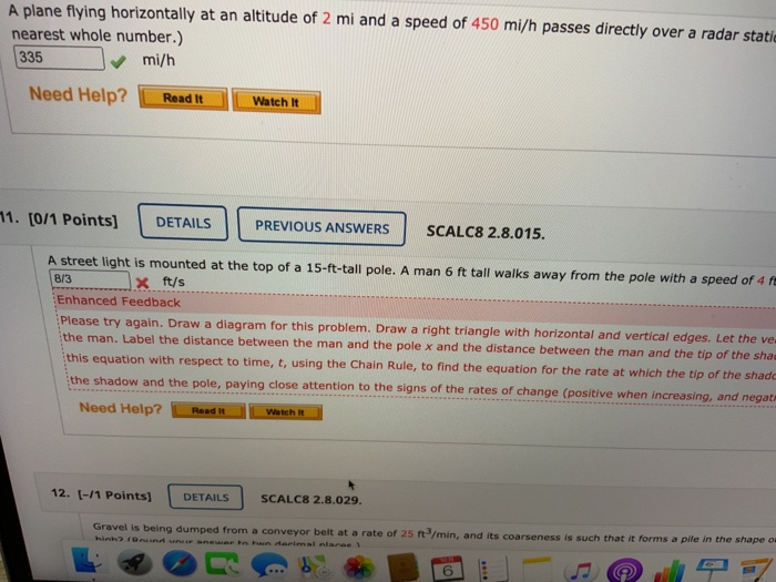 Solved A plane flying horizontally at an altitude of 2 mi