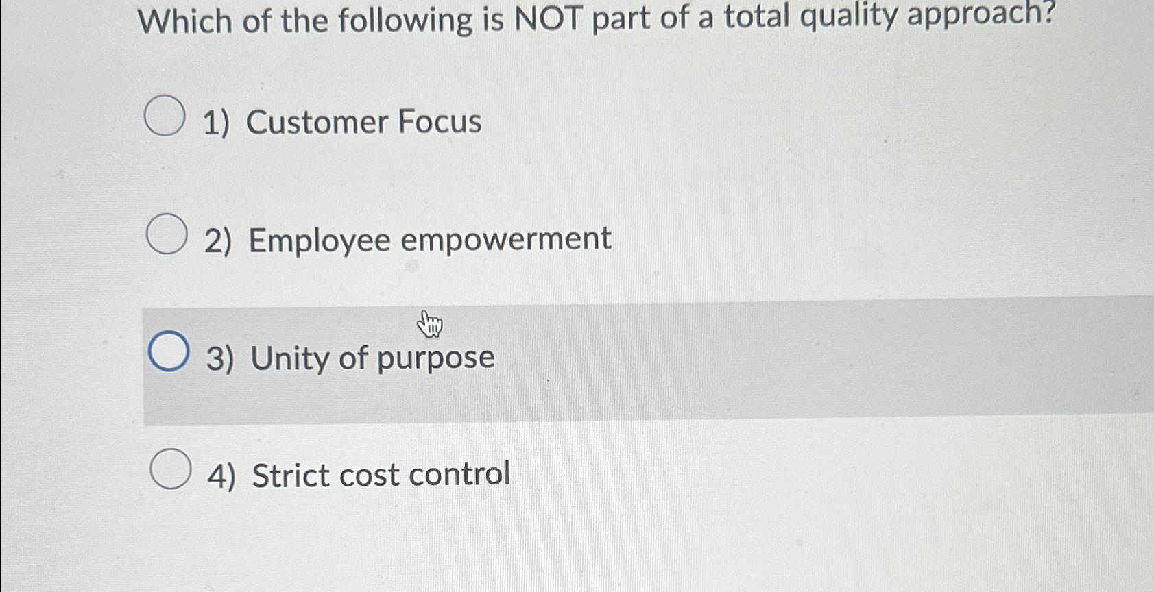 Solved Which of the following is NOT part of a total quality | Chegg.com