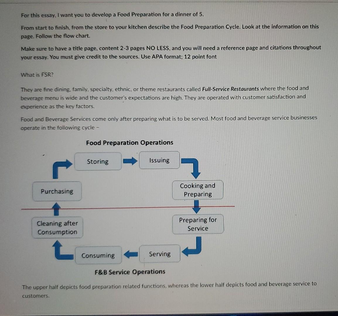 Flow Of Food Preparation