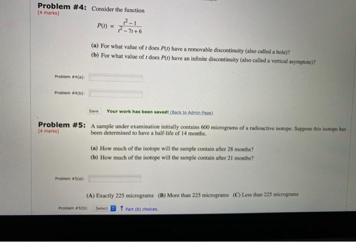 Solved Problem #4: Consider the function [4 marks] 2-1 P(A) | Chegg.com