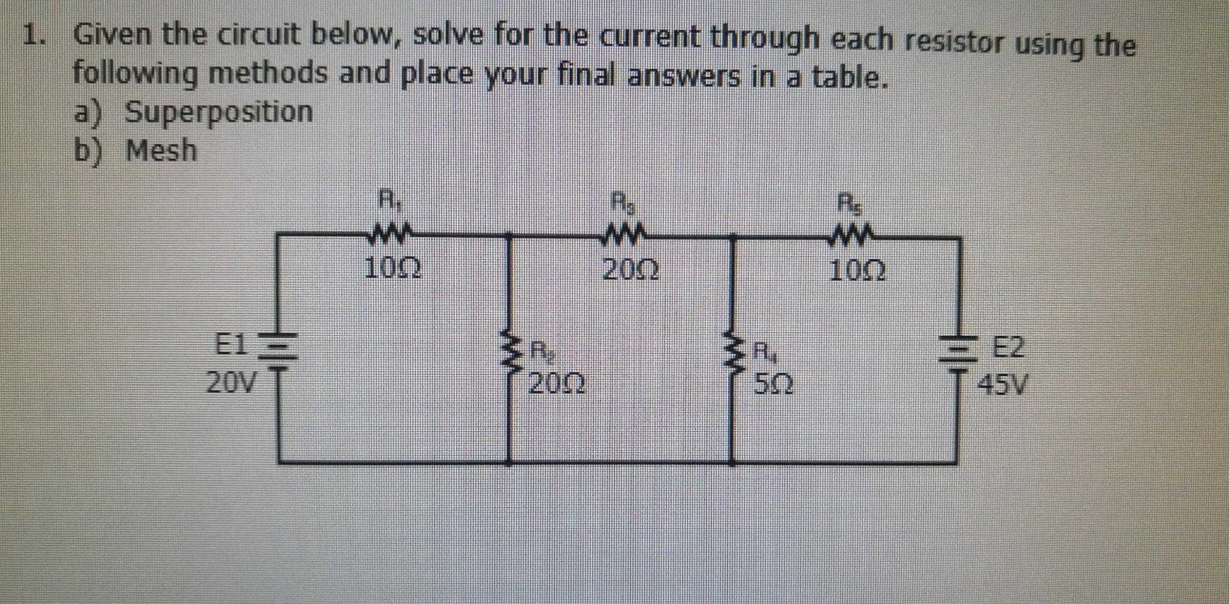 Solved 1. Given The Circuit Below, Solve For The Current | Chegg.com