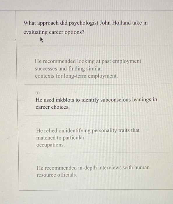 Solved What if you end up with a Holland code that doesn't | Chegg.com