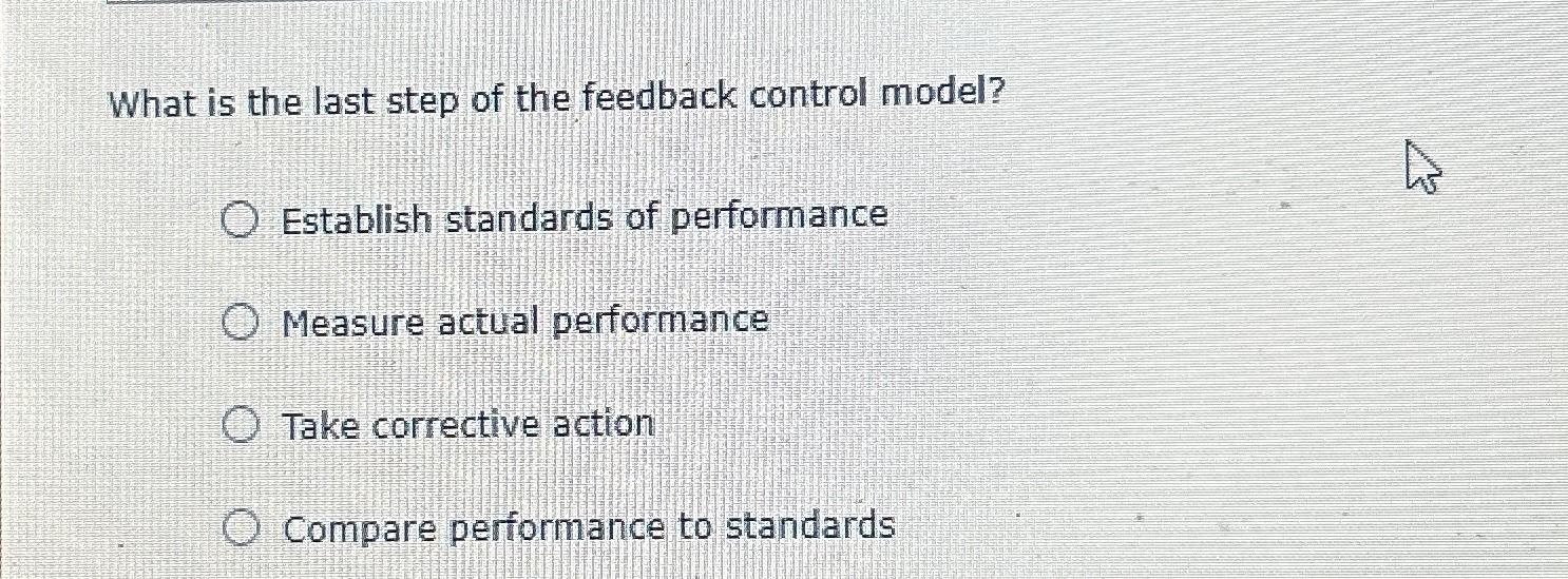 Solved What is the last step of the feedback control