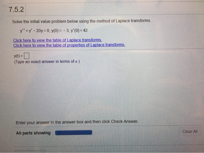 Solved 7.5.2 Solve the initial value problem below using the | Chegg.com