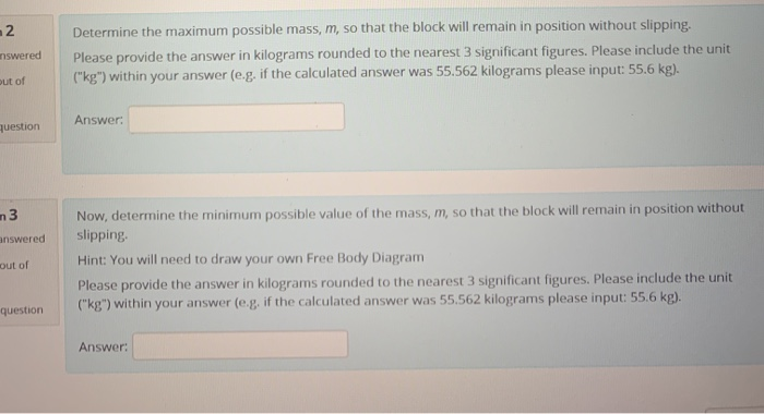 Solved 2 Determine the maximum possible mass, m, so that the | Chegg.com