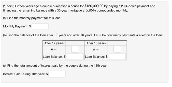 Solved (1 point) Sally has a sum of $20000 that she invests | Chegg.com