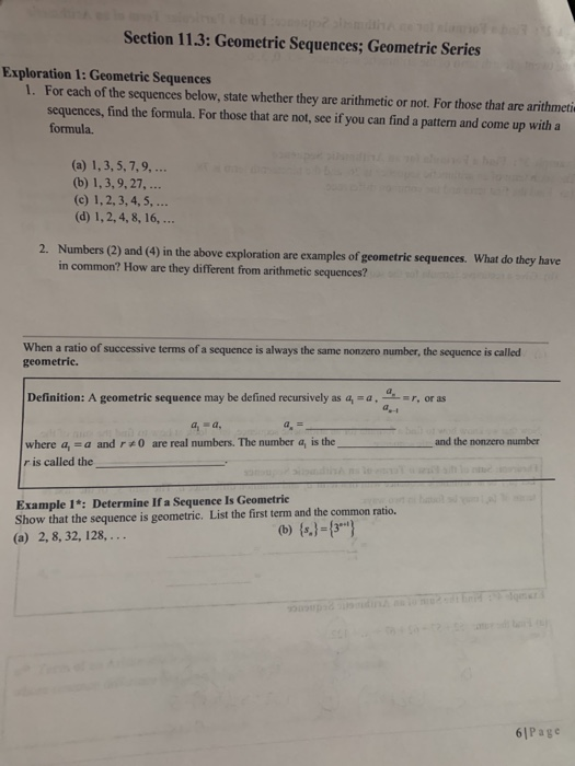 Section 11 3 Geometric Sequences Geometric Series Chegg 