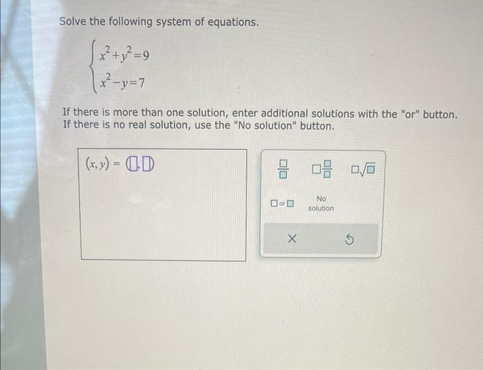 Solved Solve The Following System Of Equations. | Chegg.com