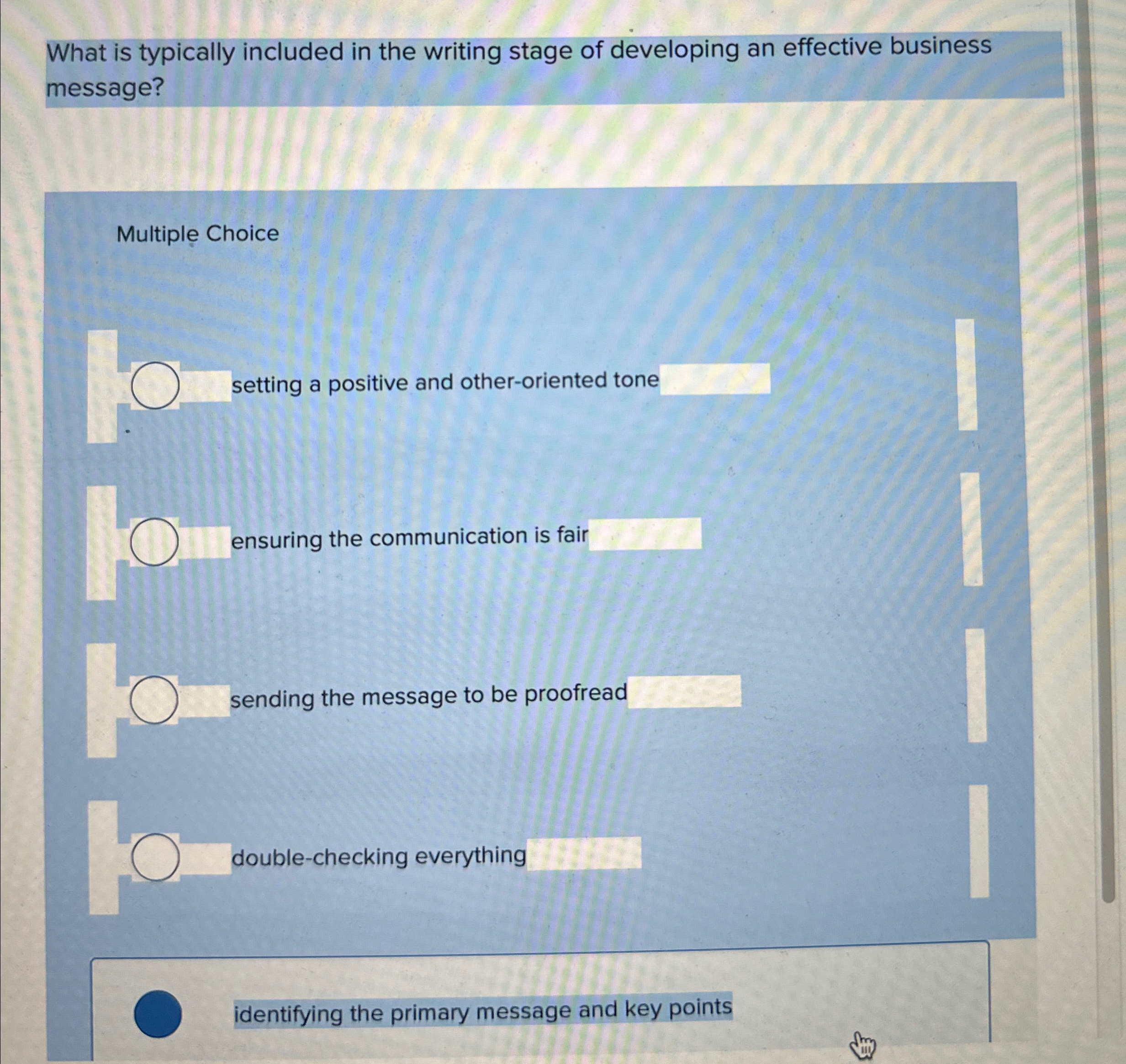 Solved What is typically included in the writing stage of | Chegg.com