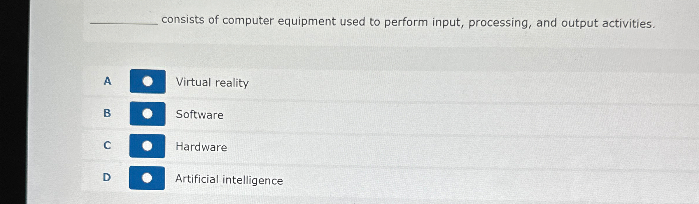 Solved consists of computer equipment used to perform input,