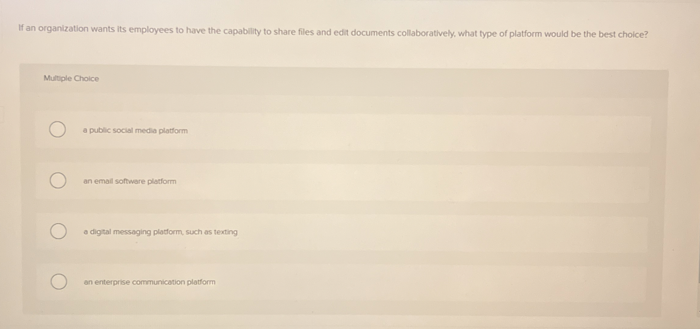 Solved If an organization wants its employees to have the | Chegg.com