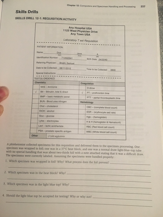 Solved Chapter 12: Computers And Specimen Handling And | Chegg.com
