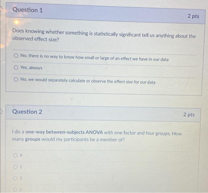 Solved Question 1 2 pts Does knowing whether something is | Chegg.com