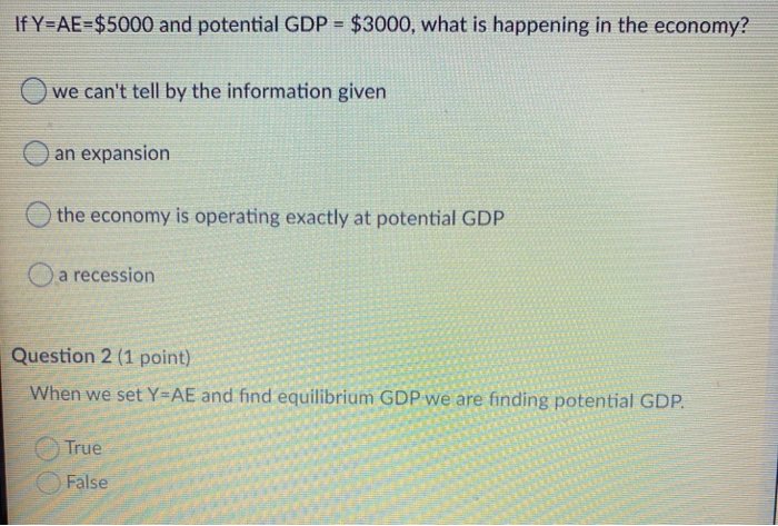 Solved If Y Ae 5000 And Potential Gdp 3000 What Is H Chegg Com