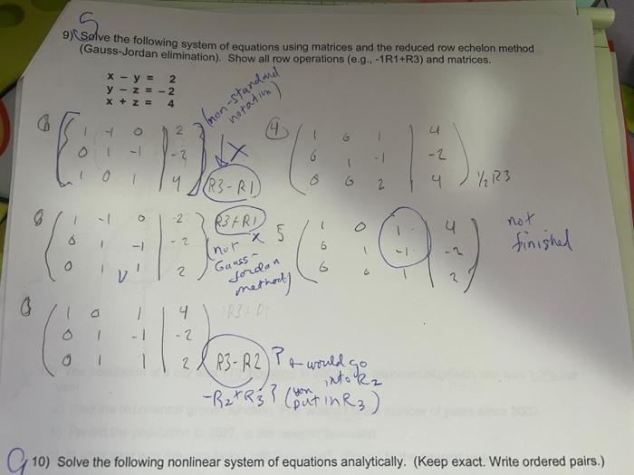 solving a system of linear equations using matrices row echelon form