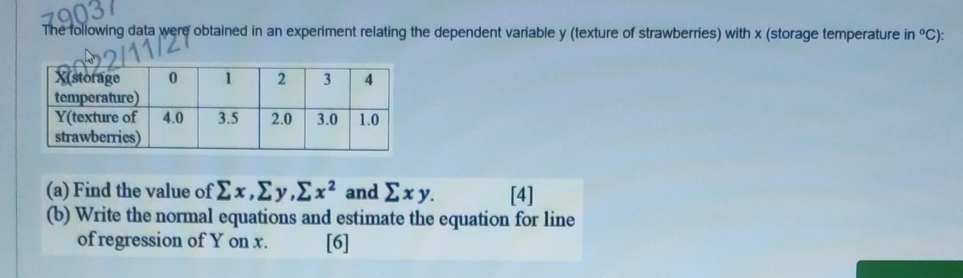 Solved The following data were obtained in an experiment | Chegg.com
