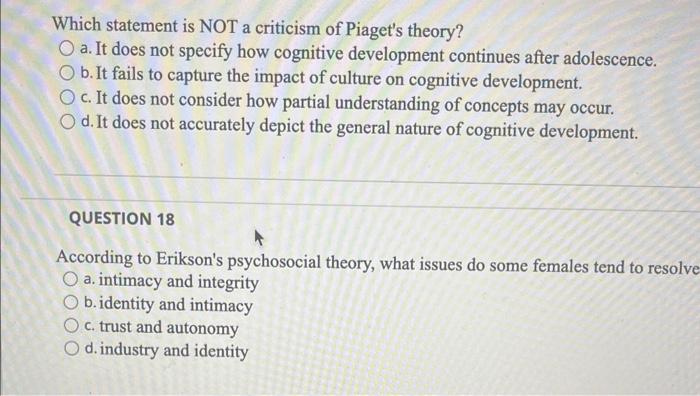 Criticism of piaget's best sale theory of cognitive development