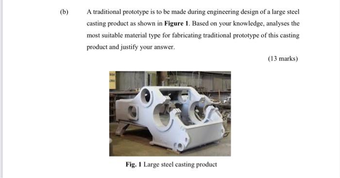 Solved (b) A traditional prototype is to be made during | Chegg.com
