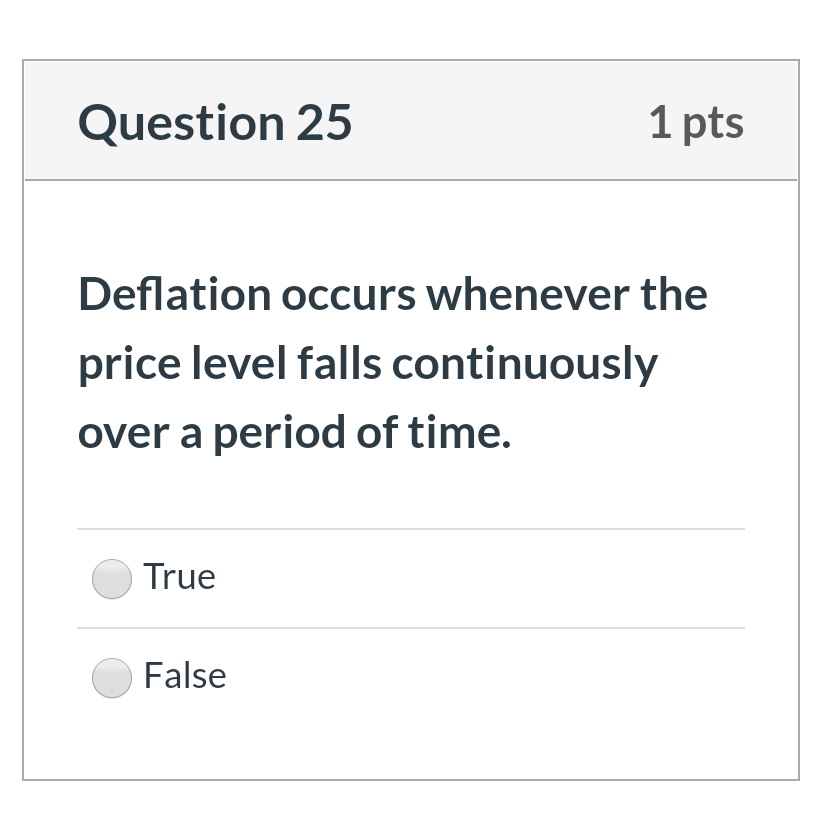 Solved Question 25 1 Pts Deflation Occurs Whenever The Price | Chegg.com