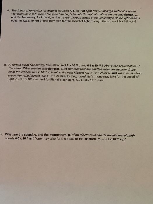 Solved 4 The Index Of Refraction For Water Is Equal To 4 3 Chegg Com   Image 