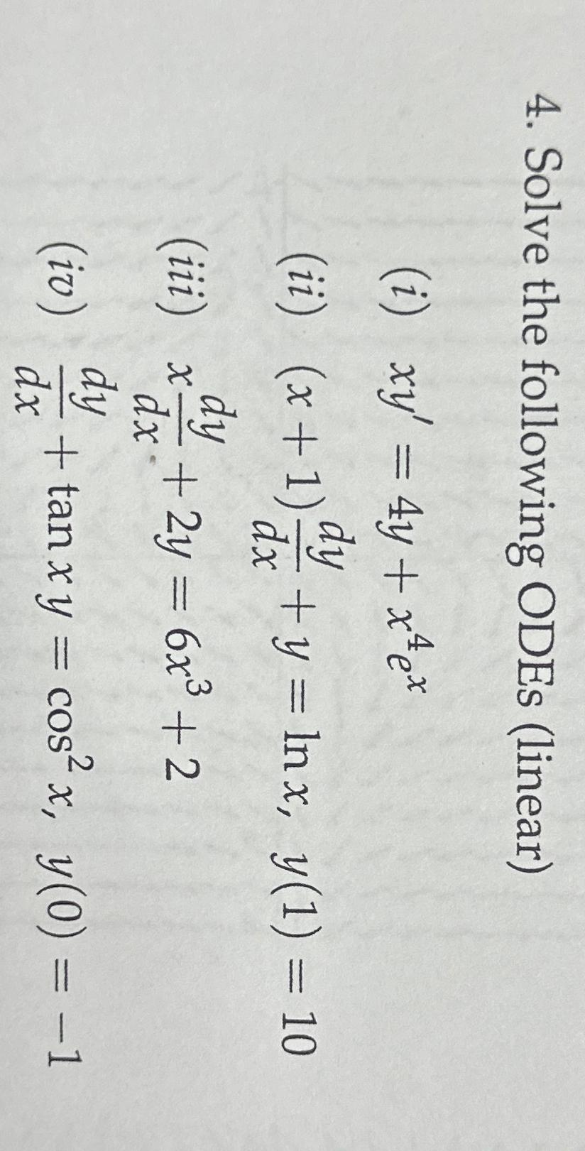 Solved Solve the following ODEs | Chegg.com