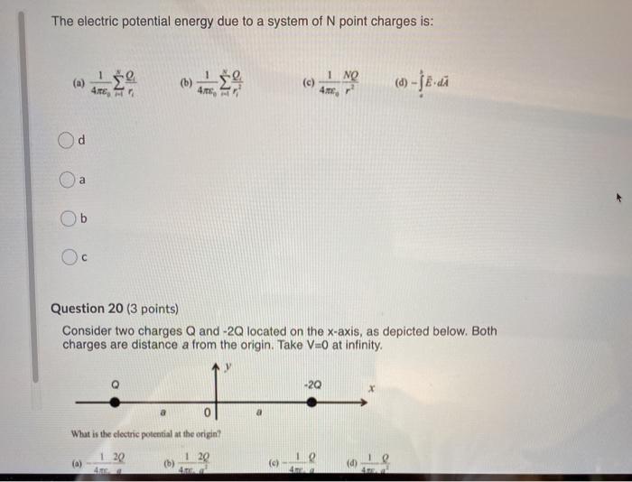 Solved The electric potential energy due to a system of N | Chegg.com