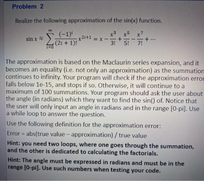 Solved Problem 2 Realize the following approximation of the | Chegg.com