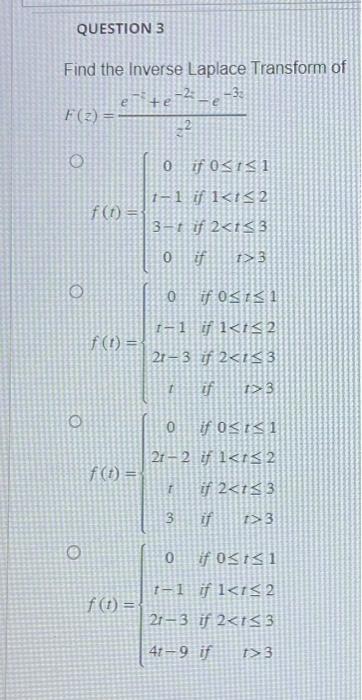 Solved Find The Inverse Laplace Transform Of