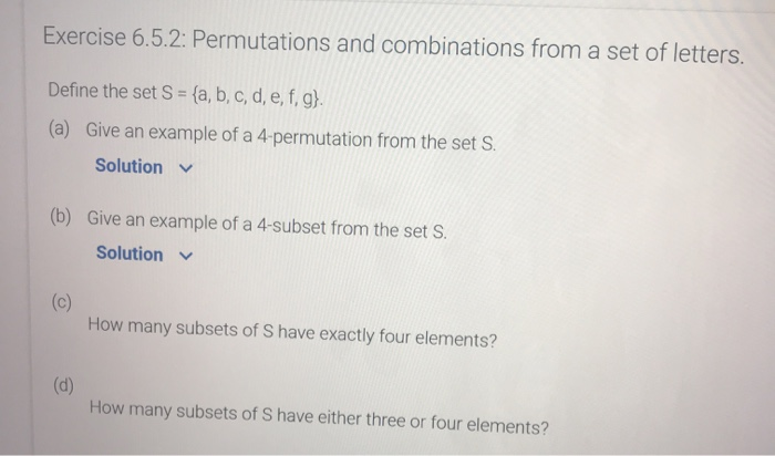 Solved Exercise 6.5.2: Permutations And Combinations From A | Chegg.com