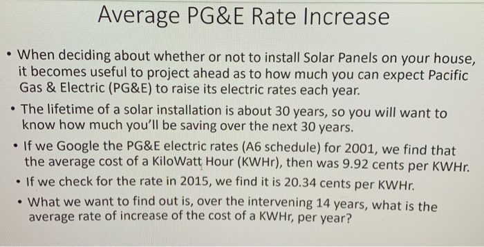 Solved Average PG&E Rate Increase • When deciding about | Chegg.com